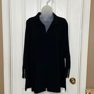Chico's Chain Trim Tunic Blouse Size 1 - Black Long Sleeves Longline NWT
